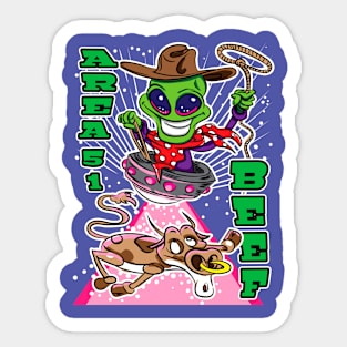 Area 51 Beef Alien Abduction Cow Sticker